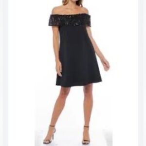 Moda International Off-the-Shoulder Sequin BodyCon Sz S Dress Black